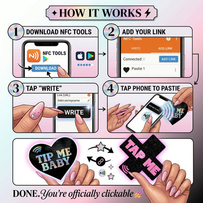 NEVA NUDE - TREAT ME HOLOGRAPHIC HEART SMART NFC PASTIES