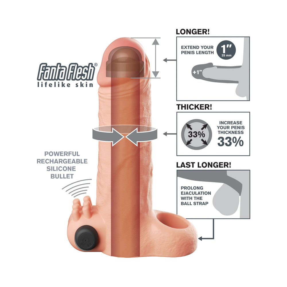 PIPEDREAM - FANTASY X-TENSIONS VIBRATING REAL FEEL EXTENSION 1IN LIGHT