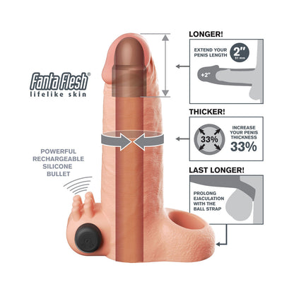 PIPEDREAM - FANTASY X-TENSIONS VIBRATING REAL FEEL EXTENSION 2 IN. LIGHT