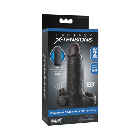 PIPEDREAM - FANTASY X-TENSIONS VIBRATING REAL FEEL EXTENSION 2 IN. BLACK