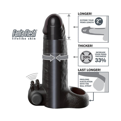PIPEDREAM - FANTASY X-TENSIONS VIBRATING REAL FEEL EXTENSION 2 IN. BLACK