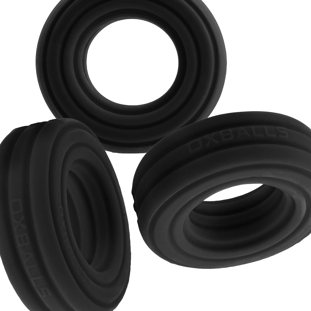 OXBALLS - HUNKYJUNK ROTO GROOVED GRIPPER-RIBBED COCKRING BLACK FOG