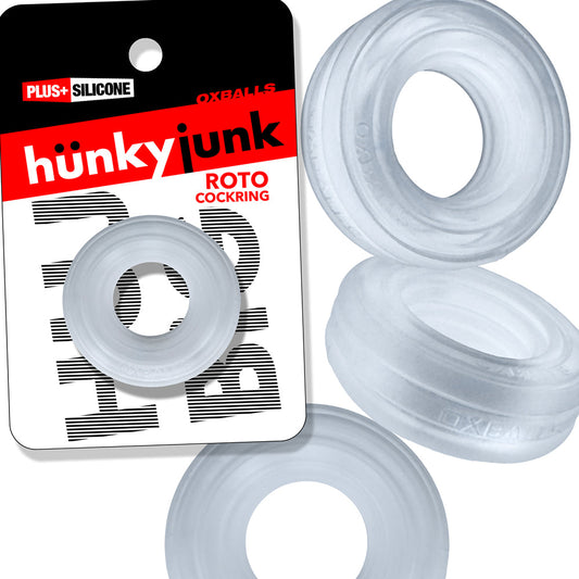 OXBALLS - HUNKYJUNK ROTO GROOVED GRIPPER-RIBBED COCKRING CLEAR STEAM