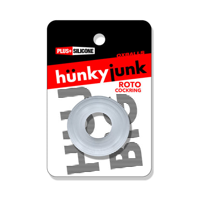 OXBALLS - HUNKYJUNK ROTO GROOVED GRIPPER-RIBBED COCKRING CLEAR STEAM