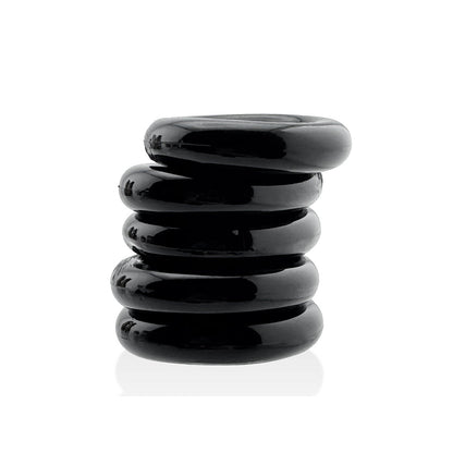 OXBALLS - HUNKYJUNK JACKER 5-STACK FIVE-PACK TUBE SUPER-STRONG COCKRINGS BLACK