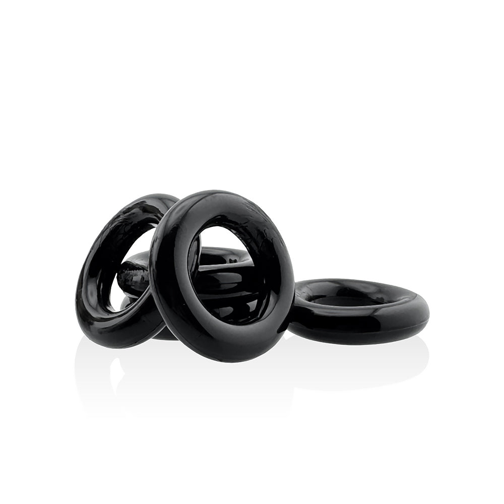 OXBALLS - HUNKYJUNK JACKER 5-STACK FIVE-PACK TUBE SUPER-STRONG COCKRINGS BLACK