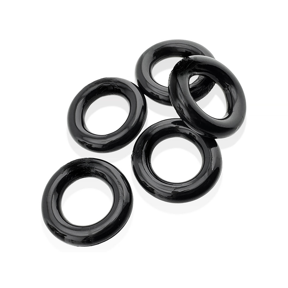 OXBALLS - HUNKYJUNK JACKER 5-STACK FIVE-PACK TUBE SUPER-STRONG COCKRINGS BLACK