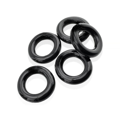 OXBALLS - HUNKYJUNK JACKER 5-STACK FIVE-PACK TUBE SUPER-STRONG COCKRINGS BLACK