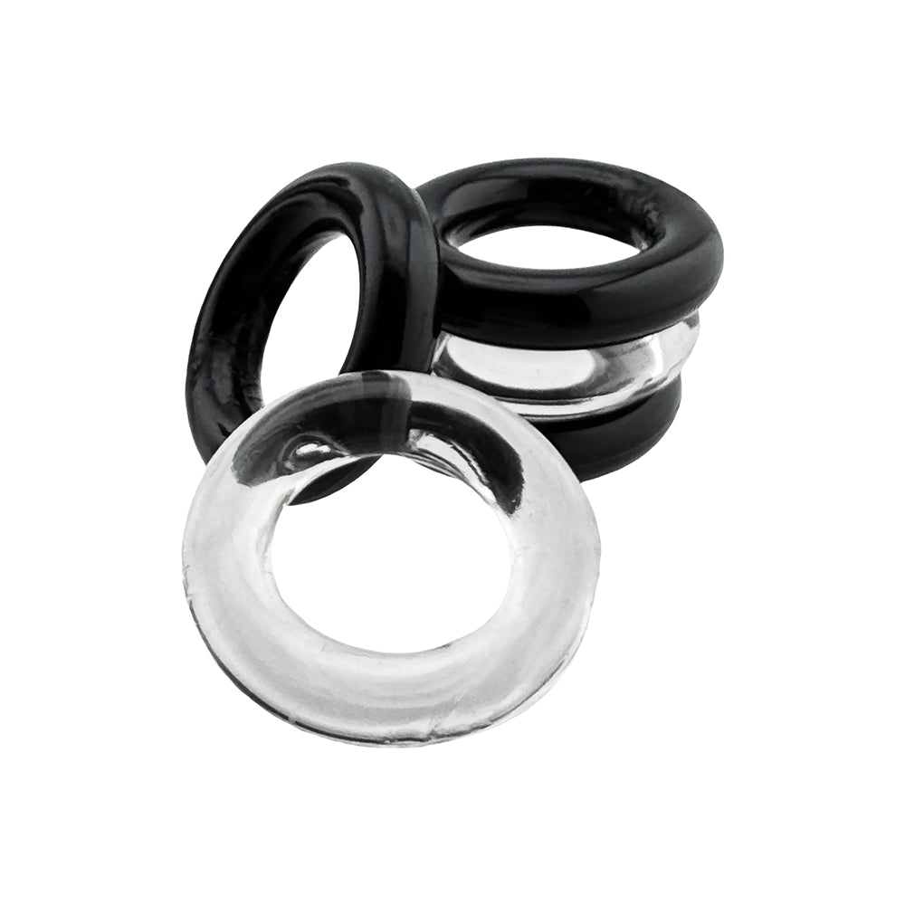 OXBALLS - HUNKYJUNK JACKER 5-STACK FIVE-PACK TUBE SUPER-STRONG COCKRINGS CLEAR/BLACK