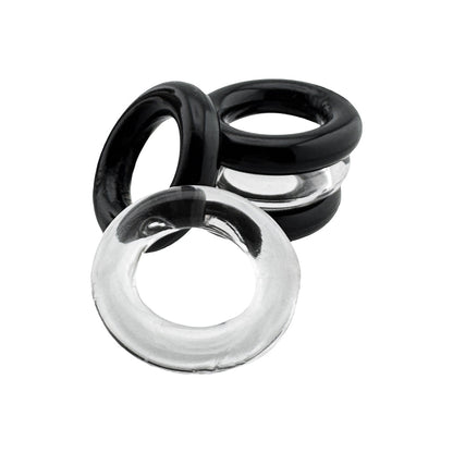 OXBALLS - HUNKYJUNK JACKER 5-STACK FIVE-PACK TUBE SUPER-STRONG COCKRINGS CLEAR/BLACK