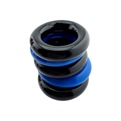 OXBALLS - HUNKYJUNK JACKER 5-STACK FIVE-PACK TUBE SUPER-STRONG COCKRINGS BLUE/BLACK