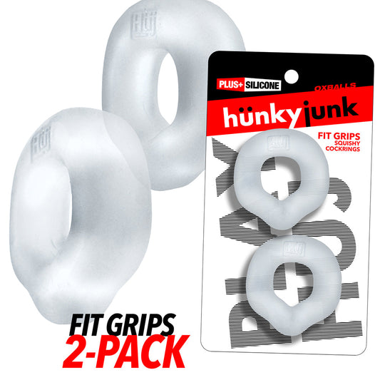 OXBALLS - HUNKYJUNK FIT GRIPS 2-PACK ERGO-FIT COCKRINGS CLEAR/CLEAR