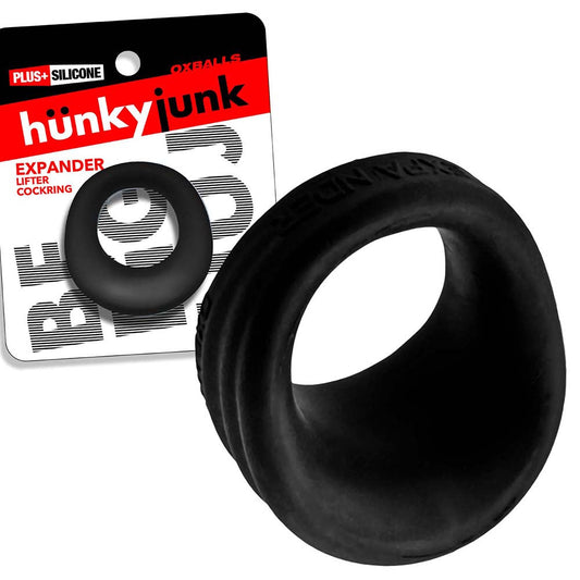 OXBALLS - HUNKYJUNK EXPANDER SLIMMER SCOOP STYLE COCKRING BLACK FOG