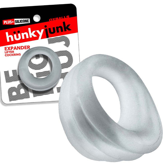OXBALLS - HUNKYJUNK EXPANDER SLIMMER SCOOP STYLE COCKRING CLEAR STEAM