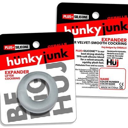OXBALLS - HUNKYJUNK EXPANDER SLIMMER SCOOP STYLE COCKRING CLEAR STEAM