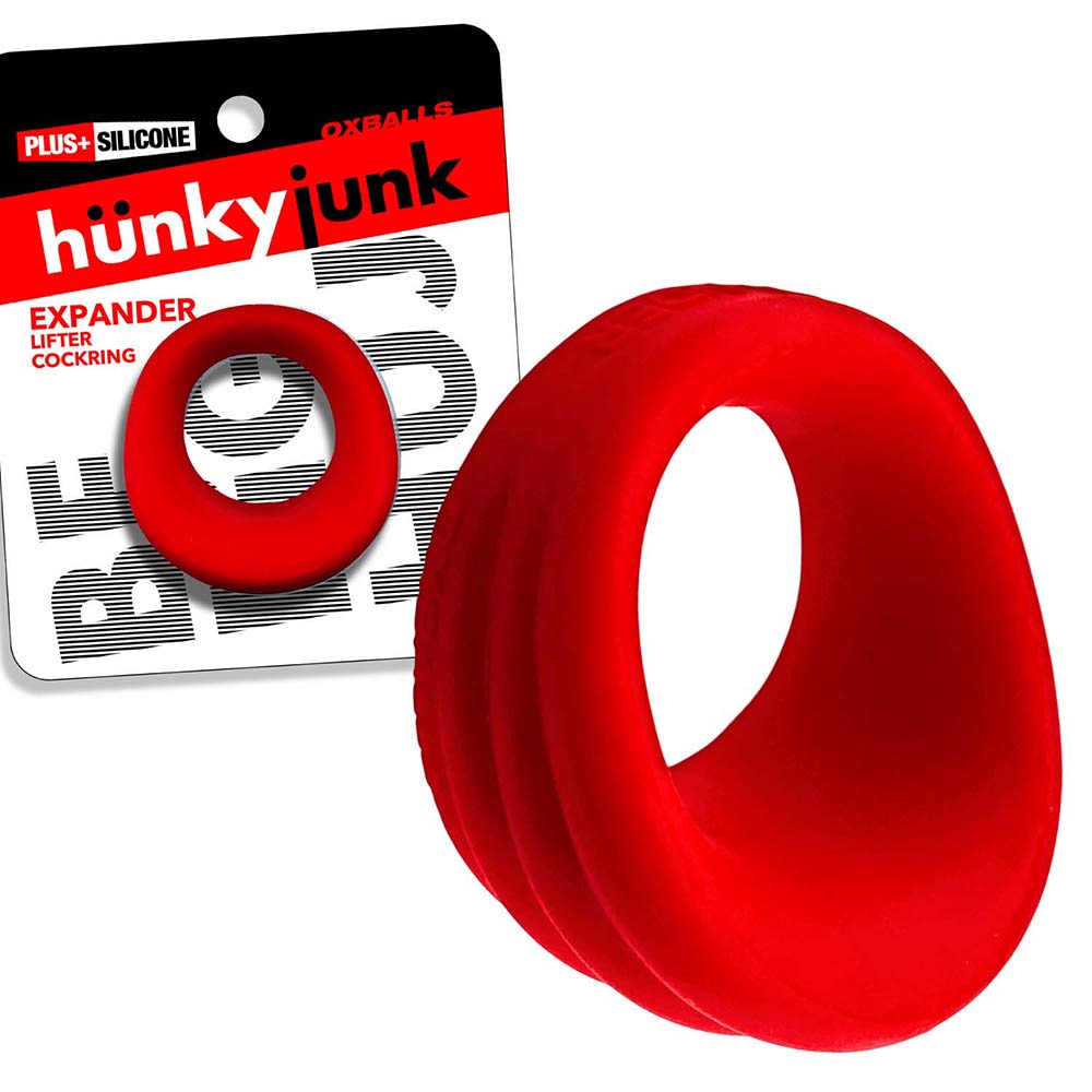 OXBALLS - HUNKYJUNK EXPANDER SLIMMER SCOOP STYLE COCKRING RED VELVET
