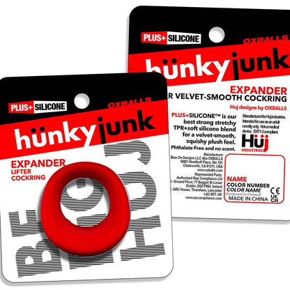 OXBALLS - HUNKYJUNK EXPANDER SLIMMER SCOOP STYLE COCKRING RED VELVET