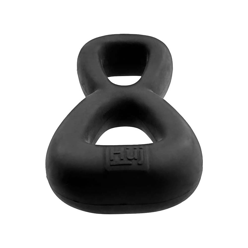 OXBALLS - HUNKYJUNK BOOMERANG DOUBLE-RING COCKRING & NUT-TUGGER BLACK FOG