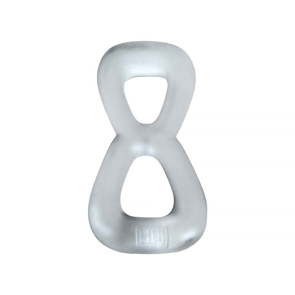 OXBALLS - HUNKYJUNK BOOMERANG DOUBLE-RING COCKRING & NUT-TUGGER CLEAR STEAM