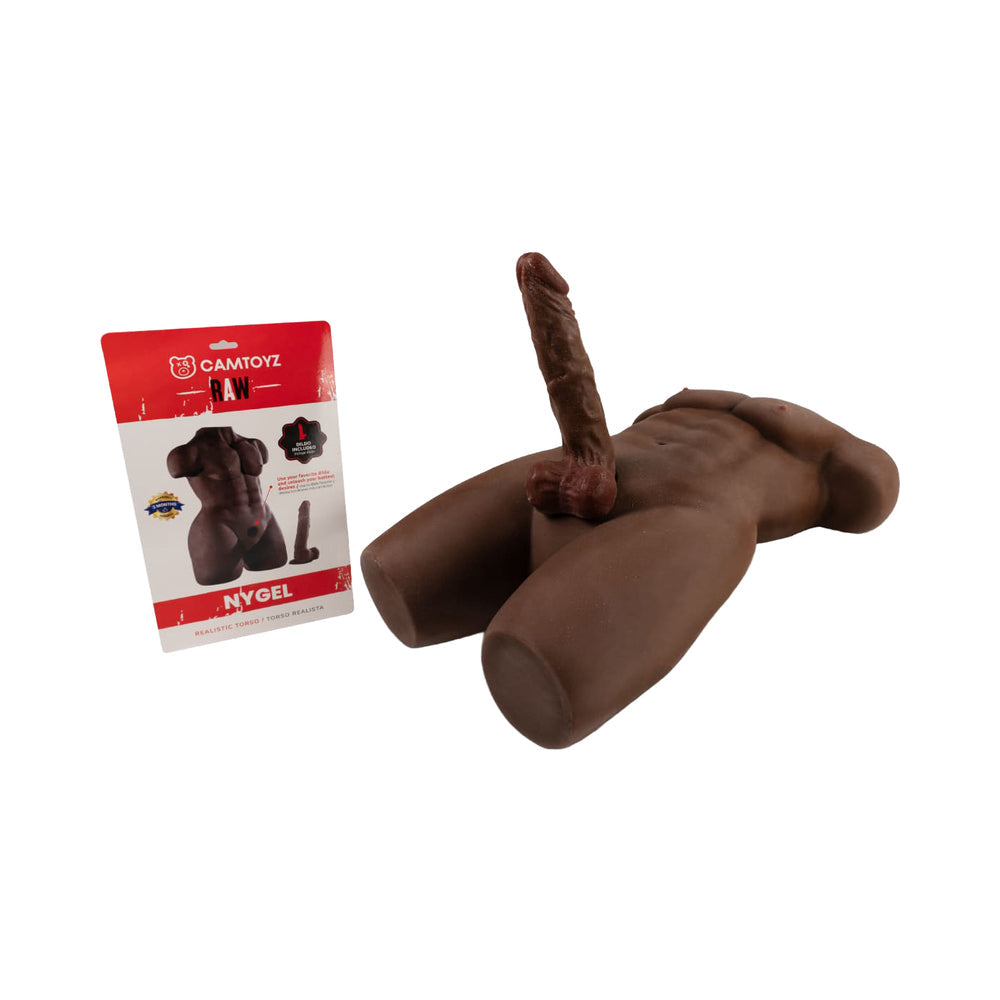 CAMTOYZ - RAW TORSO MASCULINO NYGEL PIEL OSCURA CHOCOLATE