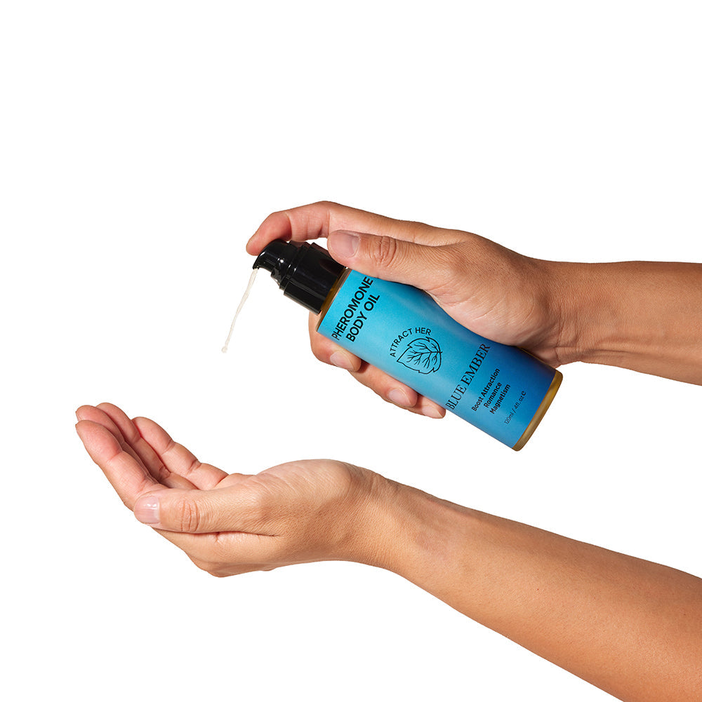 EYE OF LOVE - PHEROMONE BODY OIL ATTRACT HER BLUE EMBER 4 OZ. PUMP