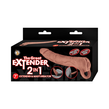 NASSTOYS - THE GREAT EXTENDER 2 IN 1 EXTENDER&MASTURBATOR 7IN BROWN