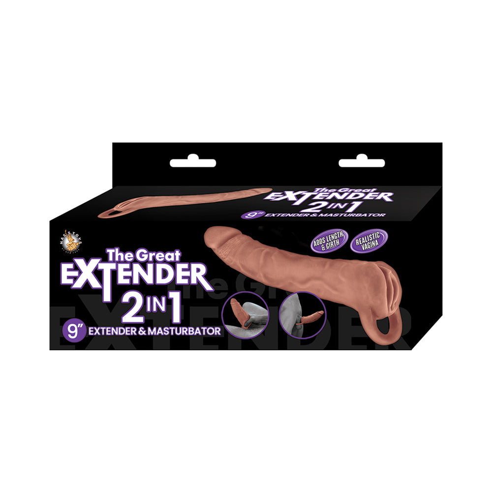 NASSTOYS - THE GREAT EXTENDER 2 IN 1EXTENDER&MASTURBATOR 9IN BROWN