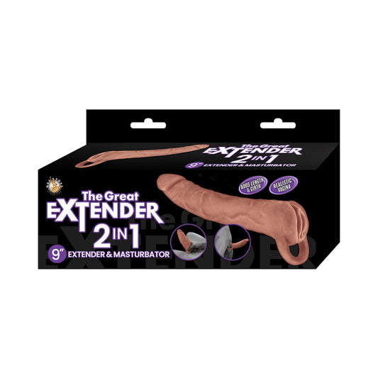 NASSTOYS - THE GREAT EXTENDER 2 IN 1EXTENDER&MASTURBATOR 9IN BROWN