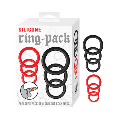 NASSTOYS - SILICONE RING 6 PACK RED&BLACK