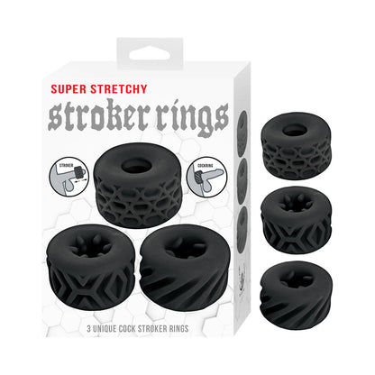 NASSTOYS - SUPER STRETCHY STROKER RINGS 3 PACK BLACK