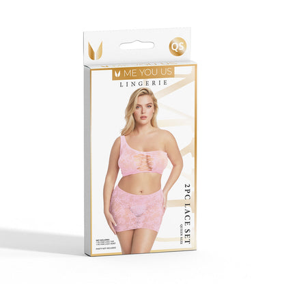 ME YOU US SIGNATURE - ME YOU US LACE 2-PIECE SET PINK QUEEN SIZE