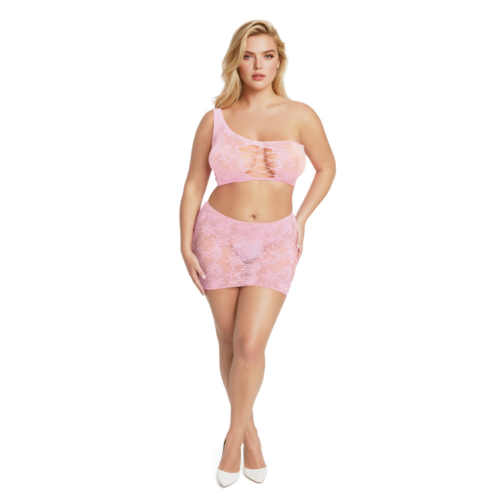 ME YOU US SIGNATURE - ME YOU US LACE 2-PIECE SET PINK QUEEN SIZE