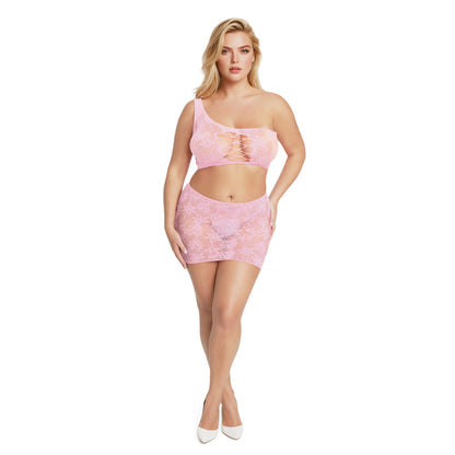 ME YOU US SIGNATURE - ME YOU US LACE 2-PIECE SET PINK QUEEN SIZE