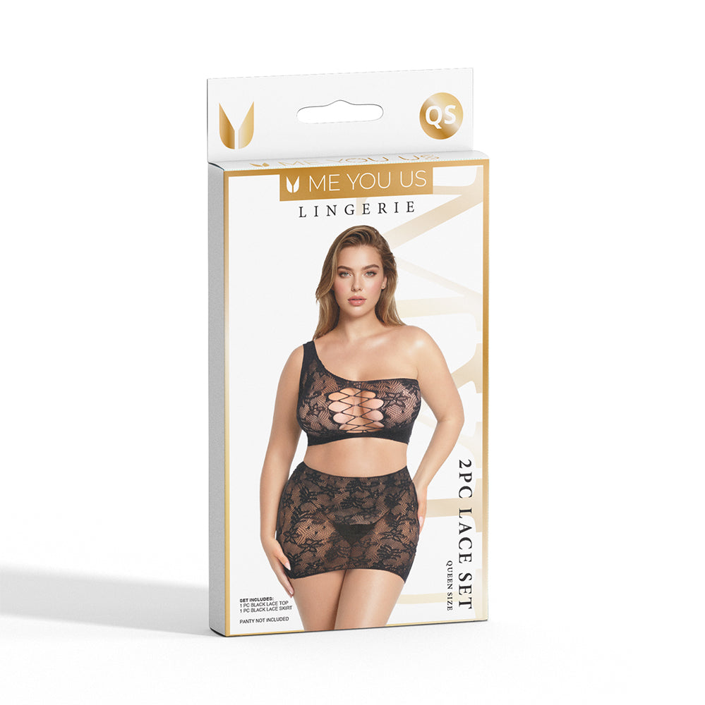 ME YOU US SIGNATURE - ME YOU US LACE 2-PIECE SET BLACK QUEEN SIZE