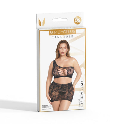 ME YOU US SIGNATURE - ME YOU US LACE 2-PIECE SET BLACK QUEEN SIZE