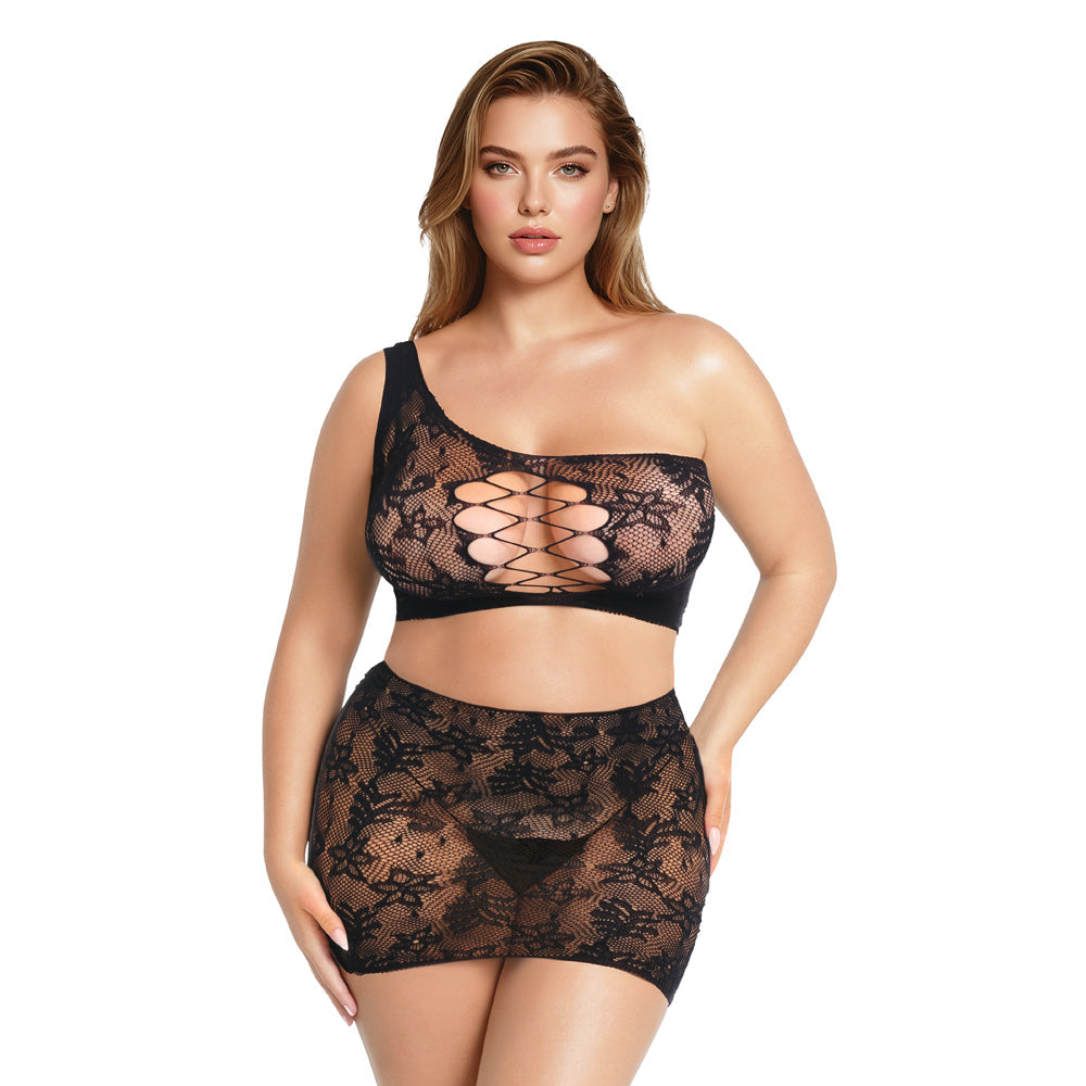 ME YOU US SIGNATURE - ME YOU US LACE 2-PIECE SET BLACK QUEEN SIZE