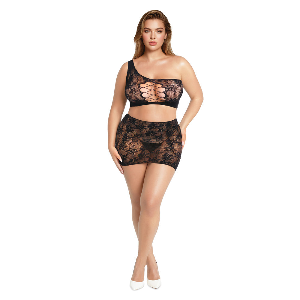 ME YOU US SIGNATURE - ME YOU US LACE 2-PIECE SET BLACK QUEEN SIZE