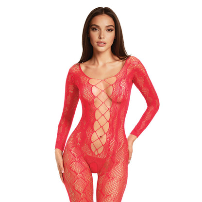ME YOU US SIGNATURE - ME YOU US LACE BODYSTOCKING RED O/S