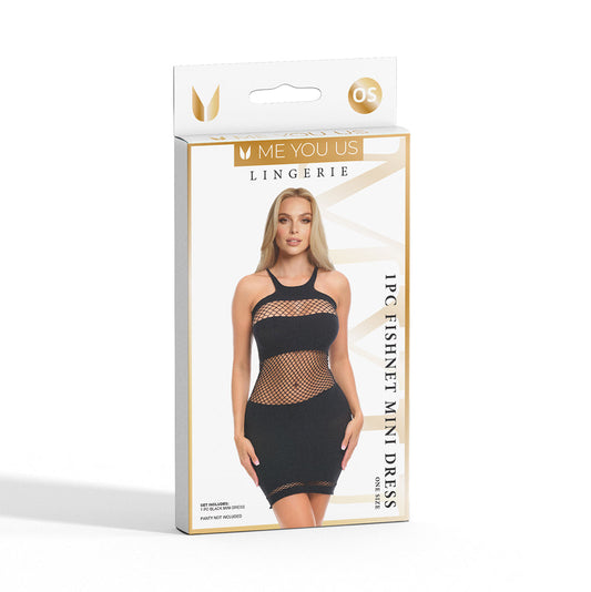 ME YOU US SIGNATURE - ME YOU US FISHNET MINI DRESS BLACK O/S