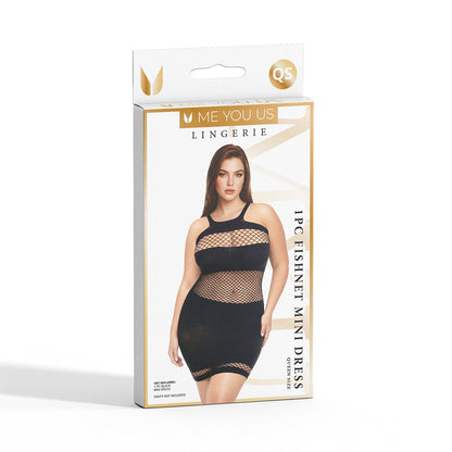 ME YOU US SIGNATURE - ME YOU US FISHNET MINI DRESS BLACK QUEEN SIZE