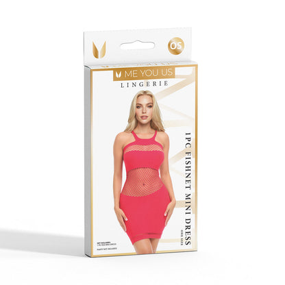 ME YOU US SIGNATURE - ME YOU US FISHNET MINI DRESS RED O/S