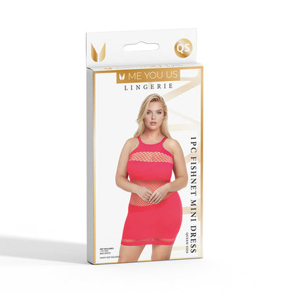 ME YOU US SIGNATURE - ME YOU US FISHNET MINI DRESS RED QUEEN SIZE