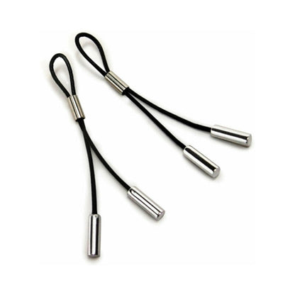 CRAVE - LEATHER NIPPLE TASSELS BLACK/SILVER