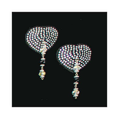 BIJOUX DE NIP BLACK CRYSTAL HEART PASTIES WITH FACETED BEADS