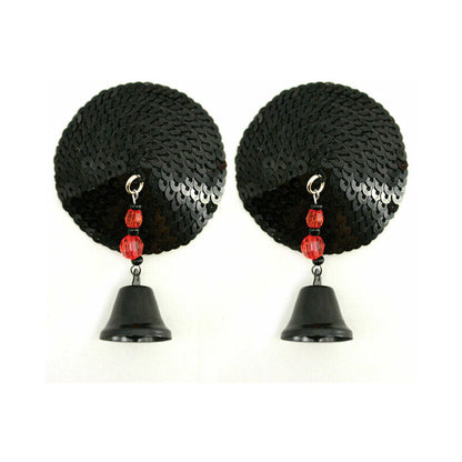 BIJOUX DE NIP BLACK SEQUIN ROUND PASTIES WITH BELLS