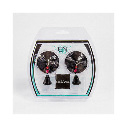 BIJOUX DE NIP BLACK SEQUIN ROUND PASTIES WITH BELLS