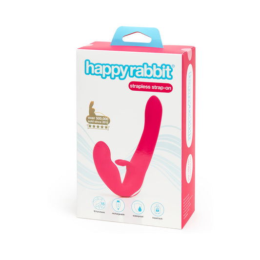 HAPPY RABBIT VIBRATING STRAPLESS STRAP-ON PINK