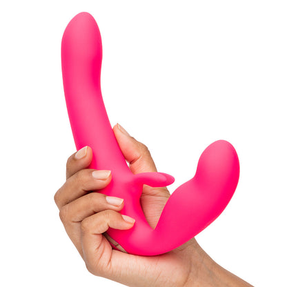 HAPPY RABBIT VIBRATING STRAPLESS STRAP-ON PINK
