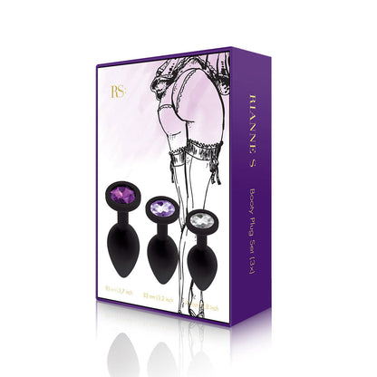 RIANNE S 3-PIECE BOOTY PLUG SET BLACK