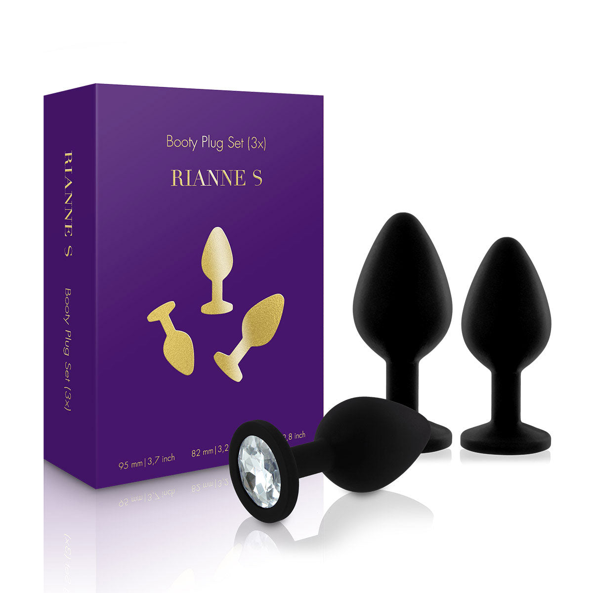 RIANNE S 3-PIECE BOOTY PLUG SET BLACK